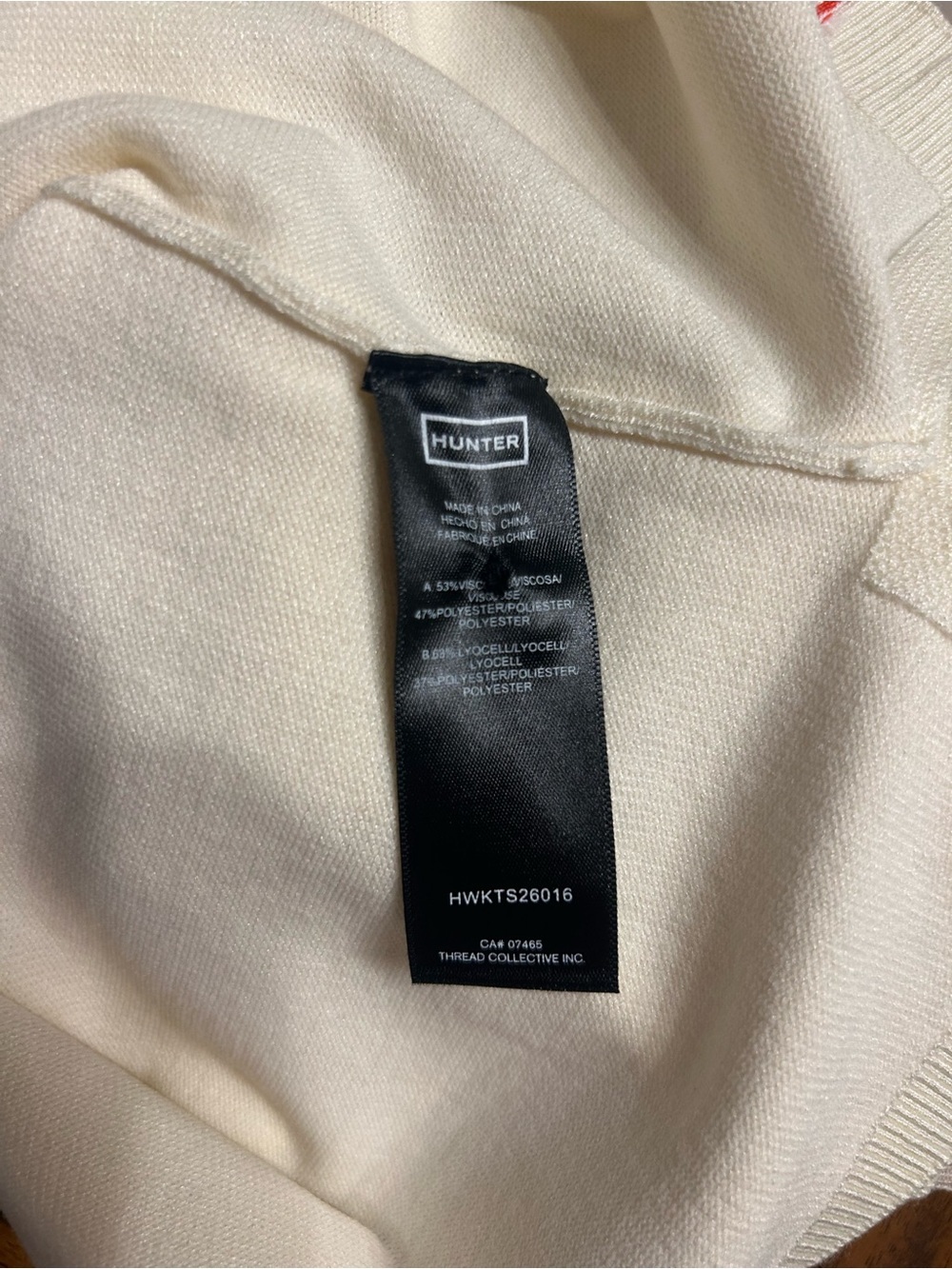 *NWT* Hunter Women’s Contrast Trim Polo Sweater in Cream and Tan, Size Large - Picture 13 of 14